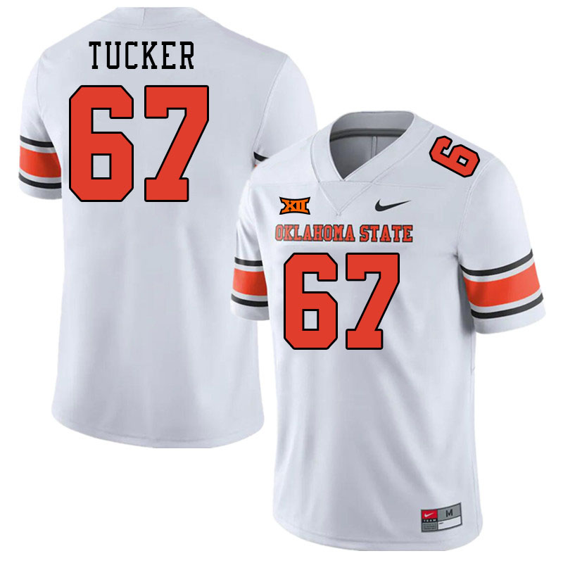 Men #67 Jaelen Tucker Oklahoma State Cowboys College Football Jerseys Stitched-White - Click Image to Close